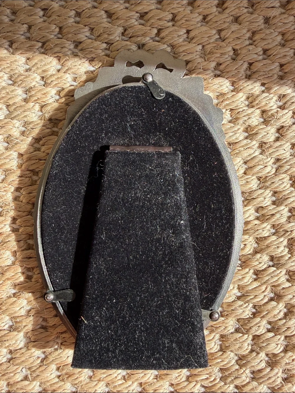 Vintage French Black Ornate Oval Picture Frame